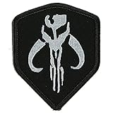 Tactical Patch : STAR WARS Mandalorian Bantha Skull Mercenary (White on Black)