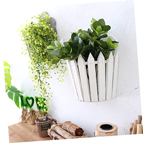 Yarnow Wall Hanging Planter Wooden Planter Boxes Decorative Planters Retro Flower Basket Fence Hanging Planter Wood Hanging Pot Three-Dimensional Wall Pendant Old Wooden Flower Basket #TOP2