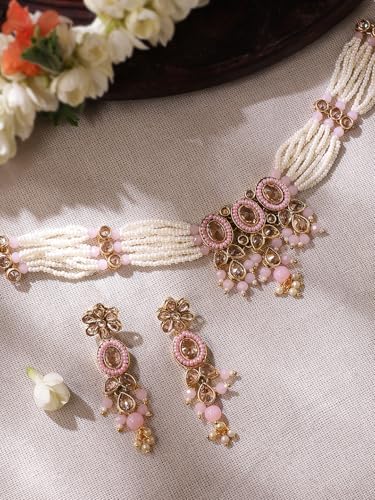 Image of Rubans Choker Necklace Set Traditional Stylish Jewellery Gift for Women & Girls