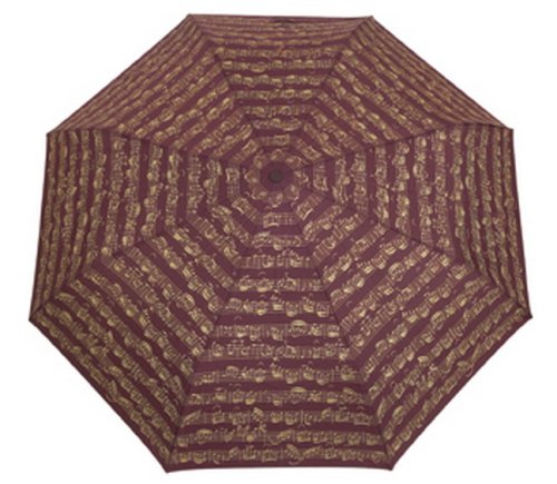 PARAGUAS PLEGABLE - Notas Musicales (Burdeos) (21 Cm.)