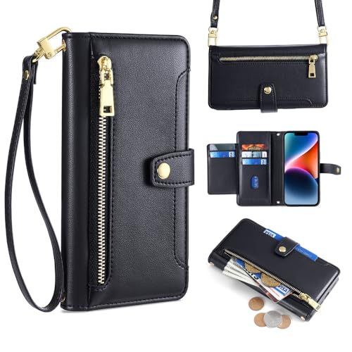 MOJIA Case for Sony Xperia 1 VI, Premium PU Leather Wallet Case Flip Phone Cover with Shoulder Strap and Wrist Strap