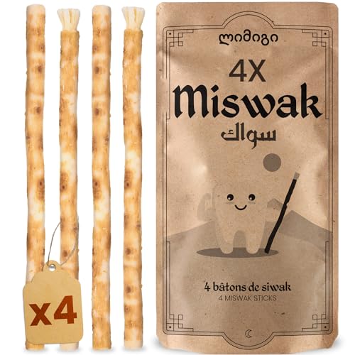 MODOGO Juego de 4 palos de Siwak - Cepillo de dientes 100% natural - Limpiador, desinfectante y blanqueador - Ecológico, Biodegradable y Vegano - Ebook Oferta