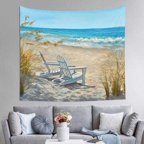 Tapisserie plage JEJEA 152x130 cm pour deco murale chambre et salon style bord de mer