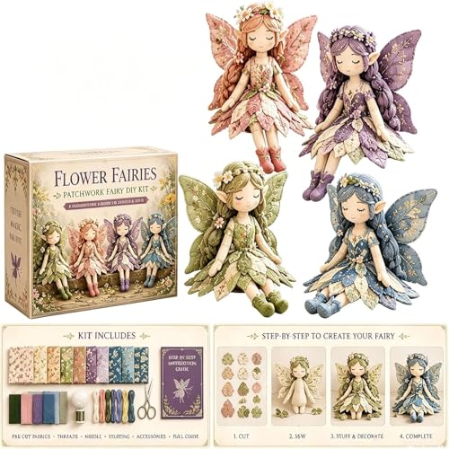 Feen-Patchwork-DIY-Kollektion, lustiges Blumenfeen-Patchwork-Nähset, basteln Sie bei Amazon