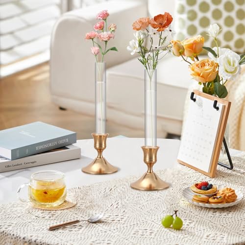 8 Pack 7.9" Glass Bud Vase Taper Base Vase for Candlesticks Candle Holder's Base Vase for Flower Candlestick Sizes from 22mm to 27mm by DANHMAO - Image 7