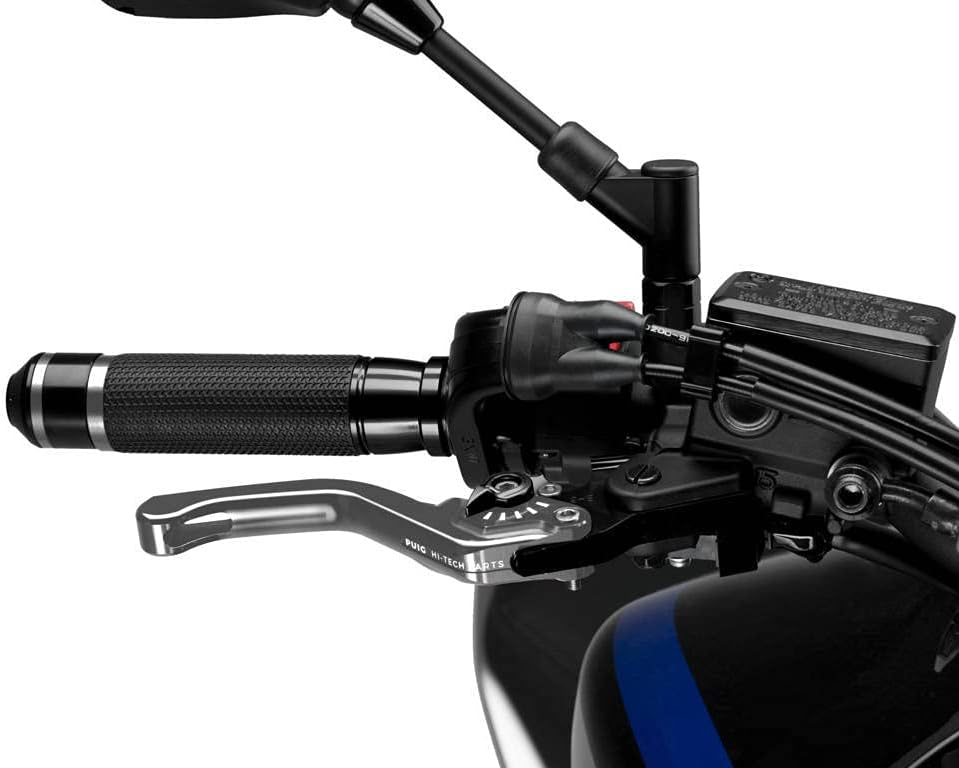 Puig 130PN Black and Silver Short Bar End (W/Rings Yzf-R1 15')