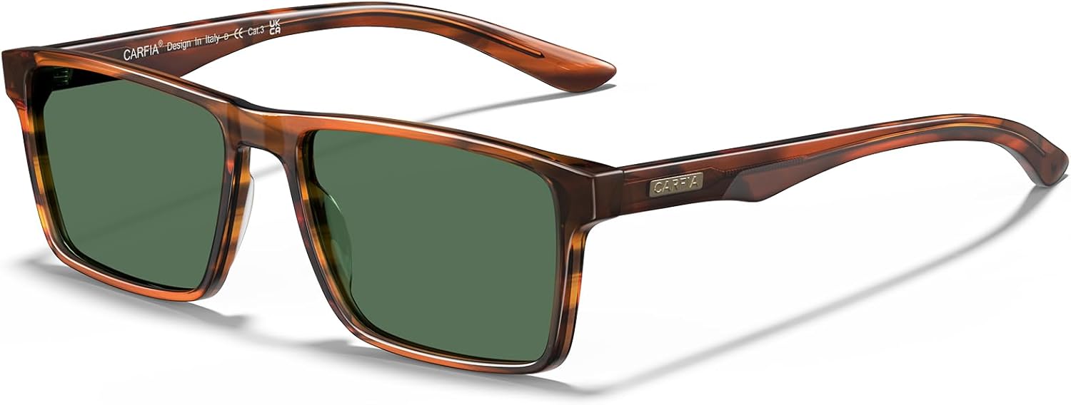 CARFIA Retro Acetate Mens Sunglasses Polarized Classic Square Sun Glasses CA62162 - Image 8