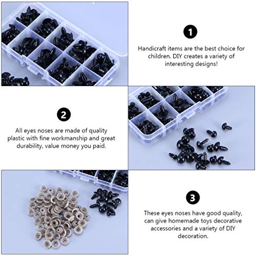 ARTIBETTER 284Pcs Olhos E Narizes Com Arruelas de Artesanato Boneca Olhos De Segurança De Plástico P