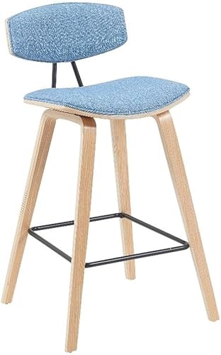 Miniatura 11 de Armen Living Fox - Taburete de bar moderno de mediados de siglo de cuero sintético negro y madera negra de 25.5 pulgadas Piel sintética