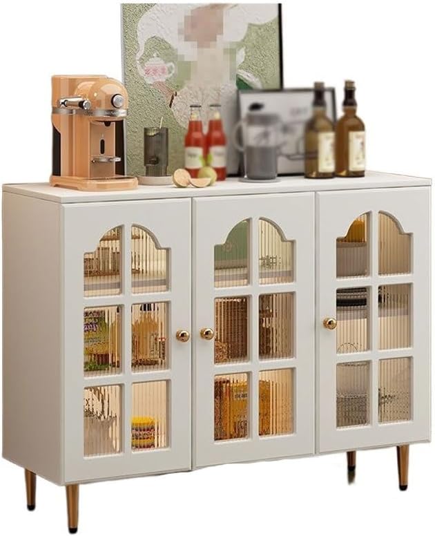 Sideboard Cabinet Modern Simple Glass Door Dining Sideboard Home Living Room Solid Wood Storage Cabinet Kitchen Storage Cabinet Sideboard Cabinet with Drawers(C)