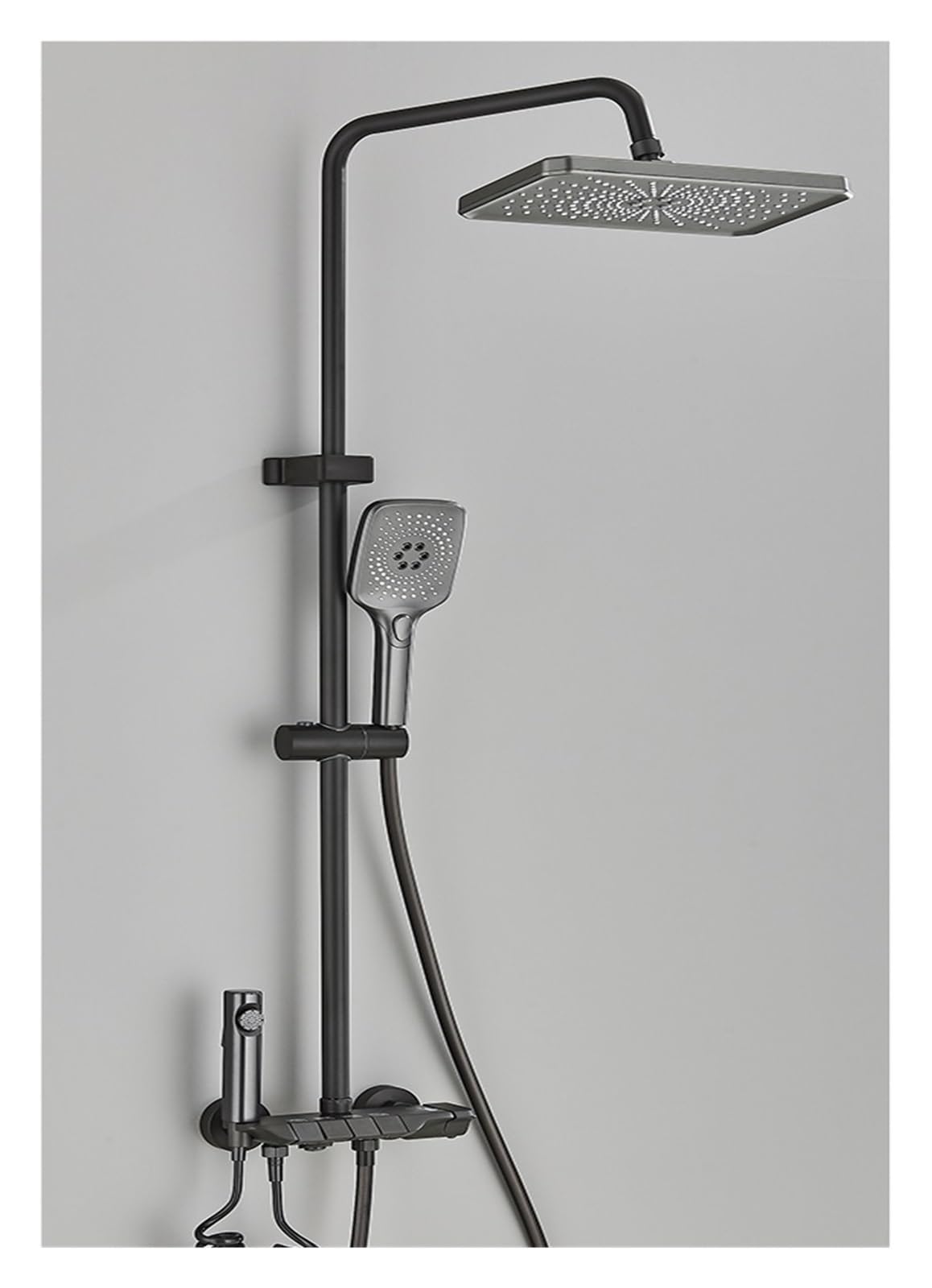 Colonne de douche numérique noire en laiton avec robinet cascade et mitigeur chaud et froid