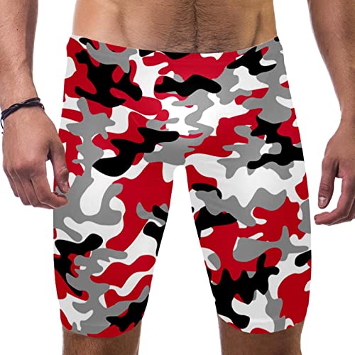 Traje de baño de competición de pierna cuadrada con estampado de camuflaje