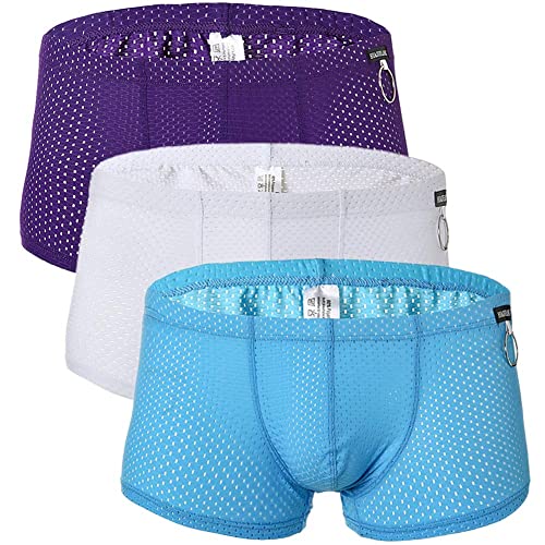 Naturemore Men's Sexy Mesh Underwear Boxer Shorts Low Waist See-Through Sheer Swim Trunks Swimwear