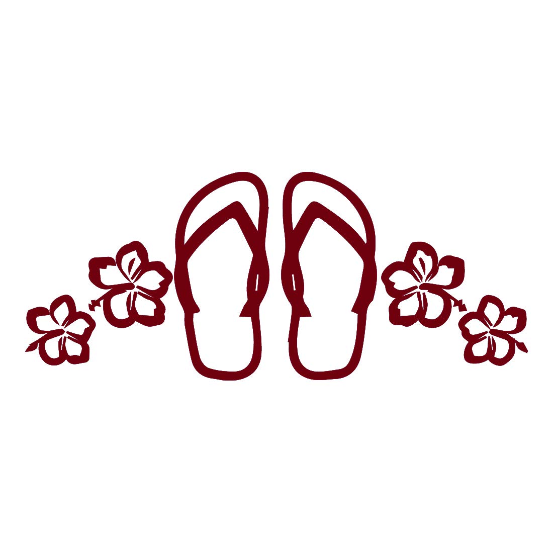 NBFU DECALS Hawaii Tropical Hibisucs Flip Flops (Burgundy) (Set Of 2) Premium Waterproof Vinyl Decal Stickers For Laptop Phone Accessory Helmet Car Window Bumper Mug Tuber Cup Door Wall Decoration