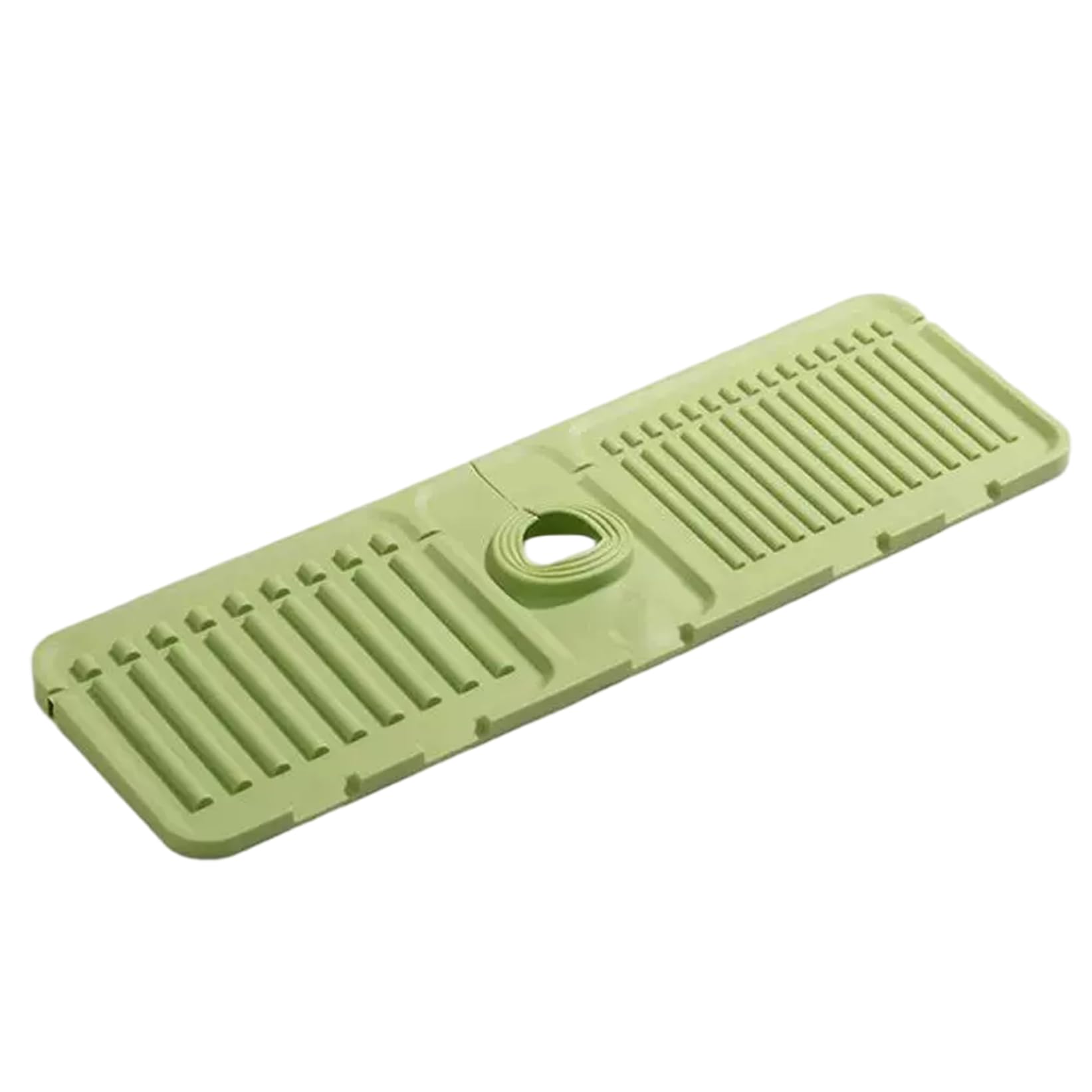 Tsawntd Faucet Mat for Kitchen Sink, Silicone Sink Splash Guard & Drying Tray with Drainage, Customizable Countertop Protector for Backsplash, Dish Soap and Sponge Holder, Green Kitchen Mat
