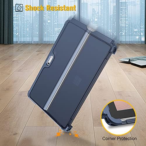 FINTIE Hard Case for Microsoft Surface Go 3 2021 / Surface Go 2 2020 / Surface Go 2018, 10-inch Shockproof Folio Protective Rugged Cover Compatible with Type Cover Keyboard + Original Kickstand, Blue