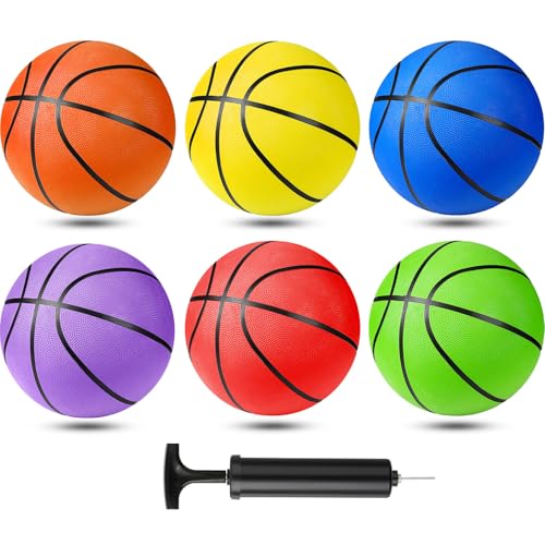 HyDren 6 Pack Official Size Rubber Basketballs Pump Bulk