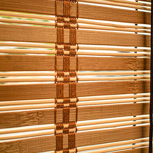 image for ALEKO BBL23X64BR Light Brown Bamboo Roman Wooden Roll Up Blinds Light 