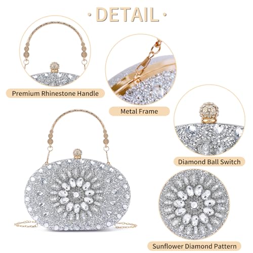 Image of Sparkly Women's Evening Clutch Purses Rhinestone Bag Luxury Handbags For Weddings Formal Prom Party
