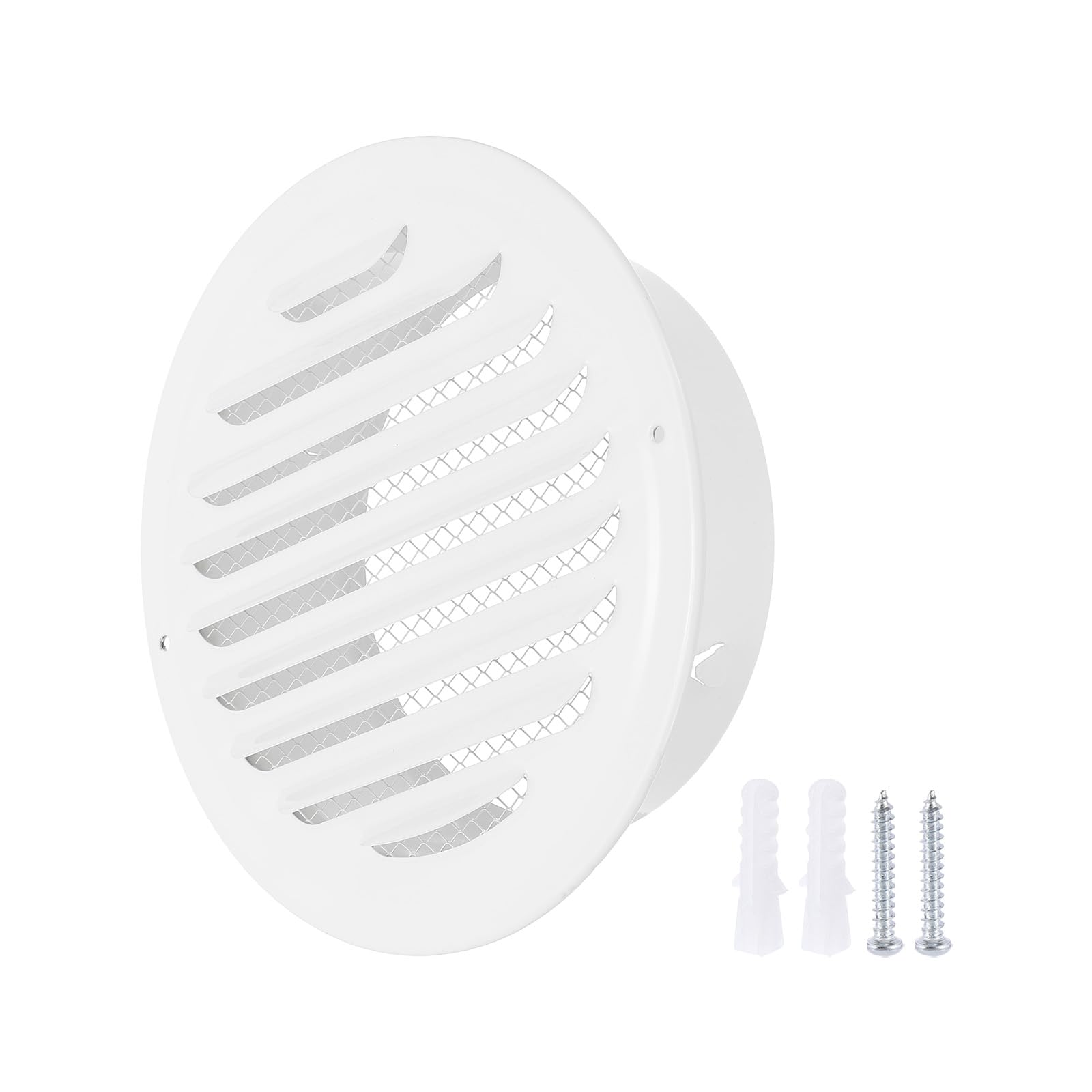 PATIKIL Grille d'aération ronde de 15,2 cm en acier inoxydable avec persiennes pour grille d'aération avec vis pour la ventilation, blanc