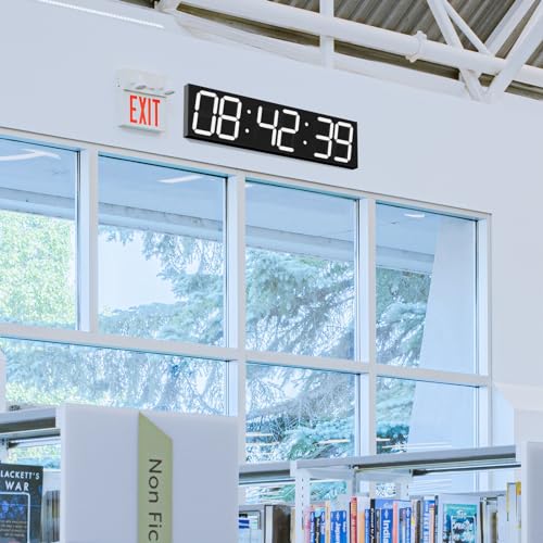 CHKOSDA Digitale Wanduhr, Übergroße LED-Digitaluhr mit automatischem Dimmer, großer Countdown-Timer mit Fernbedienung, 27.5in breites LED-Display, Wandhalterung, Datum und Temperatur (weiß)