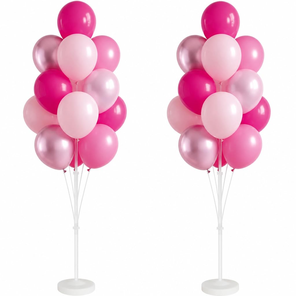 Kit de support de colonne de ballons rose métallique pour sol avec poteau de base, pour fête
