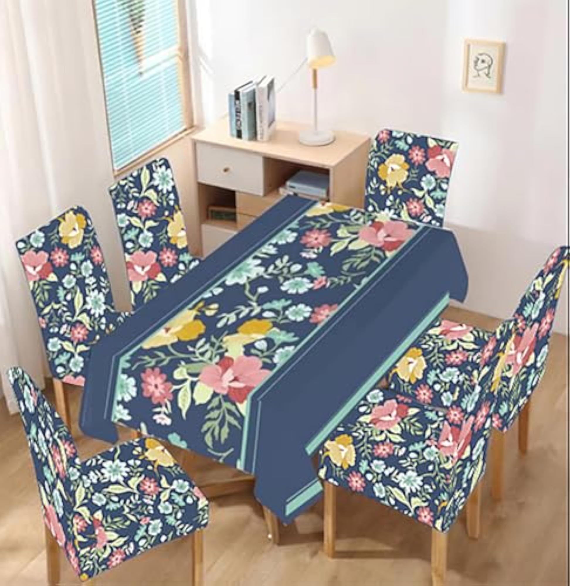 Waterproof Polyester Dining Table Cover, Dark Blue