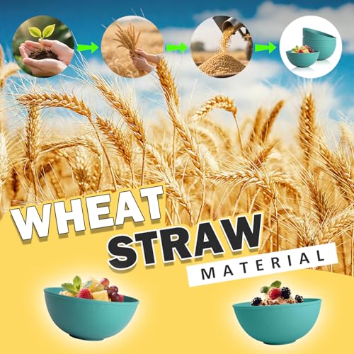 Image of 40 OZ Wheat Straw Bowl Sets, 6 PCS Unbreakable & Lightweight Salad Bowls, Microwave & Dishwasher Safe, BPA-Free, Kitchen Bowl Set for Serving, Soup, Oatmeal, Fruit, Noodles, Green