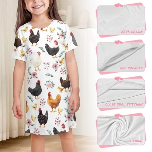 Guinea Pig Dress for Girls 3-14Y Home Play Skater Short Sleeve Midi Shirt Dress Summer Cute Dresses with Pockets4