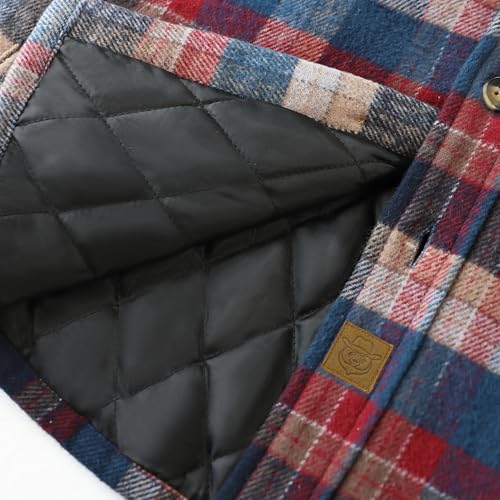 Image of Dubinik Mens Shacket Flannel Shirt for Men Lightweight Jacket Casual Plaid Coat with Warm Lining Long Sleeve Button