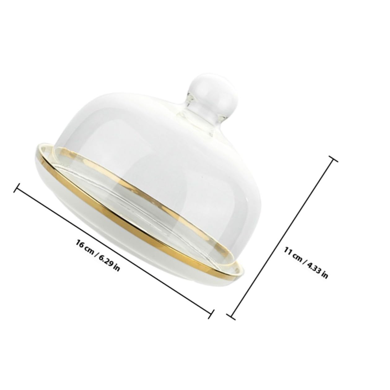CALLARON Set de 1 Couvercle à Gâteau en Verre avec Plateau en Céramique, Protège Les Desserts et Garde la Fraîcheur, pour Mariages et Réceptions