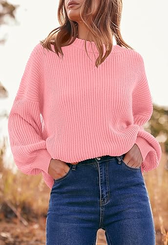 Image of PRETTYGARDEN Womens Sweaters Spring 2026 Oversized Chunky Knitted Pullover Sweater Casual Long Sleeve Crewneck Cute Sweaters