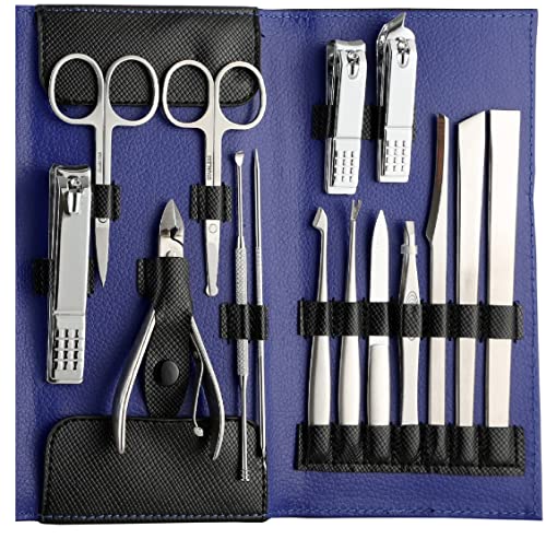 Beauté Secrets Luxury Stainless Steel Nail Clipper Set Nail Tools Manicure & Pedicure Set of 15 Pcs Travel & Grooming Kit with Luxurious Case (MT-14C)