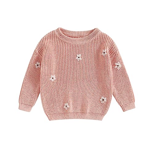 Geagodelia Pullover für Mädchen, Langarm, Blumen, bestickt, Winter, warm, Pullover, Kleidung für Babys von 0-5 Jahren, Rosa, 12-18 Monate Geagodelia Pullover für Mädchen, Langarm, Blumen, bestickt, Winter, warm, Pullover, Kleidung für Babys von 0-5 Jahren, Rosa, 12-18 Monate