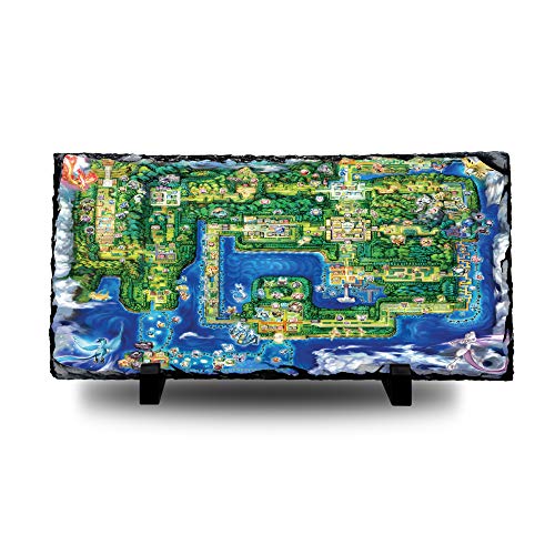 Pokemon  Mapa Let's Go Pizarra Natural con Soporte Anime computadora Arte Regalo, 30x15cm