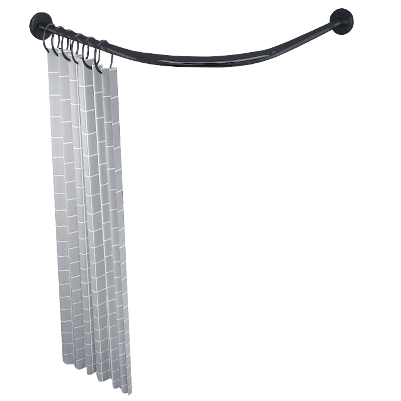 Meiiron L Shaped Curved Shower Curtain Rod No Drilling Rails for Corner Bath Extendable Bathroom Bathtub Shower Curtain Pole, Stainless Steel (Size : 60~80x80~120cm)