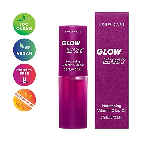 I-DEW-CARE-Glow-Easy-Vitamin-C-Tinted-Lip-Oil-Gloss-with-Jojoba-Seed-Oil-Korean-Skincare-Vegan-Cruelty-Free-Gluten-Free-Paraben-Free I DEW CARE Korean Lip Oil Gloss - Glow Easy | with Jojoba Seed Oil with Vitamin C, Pigmented Glossy Lip Stain, Hydrating, Korean Makeup, Pink Color, Glass Skin Look, 0.12 Fl Oz