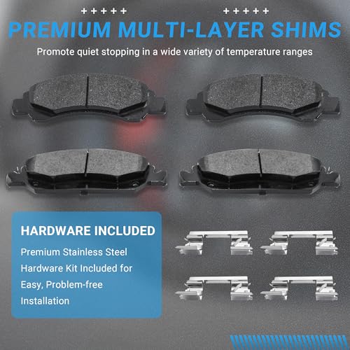 Image of Front Brake Pads For Cadi-llac Escalade XTS, Chevy Avalanche Cheyenne Express Silverado 1500 Suburban Tahoe, GMC Savana Sierra 1500 Yukon XL Brake Pads Semi-Metallic D1363