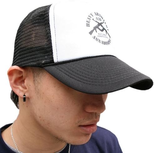 Amazon アスナディスペック Asnadispec メッシュキャップ メンズ スナップバック ストリート ブランド Double Gun ダブルガン ロゴ プリント As Cap9 Black White キャップ 通販