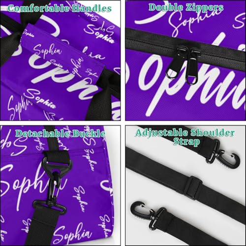 Personalized Duffle-Bag for Girls Boys,Custom Name Sports Gym Baseball Bag,Carry-on Lightweight for Travel Outdoor Deep Purple4