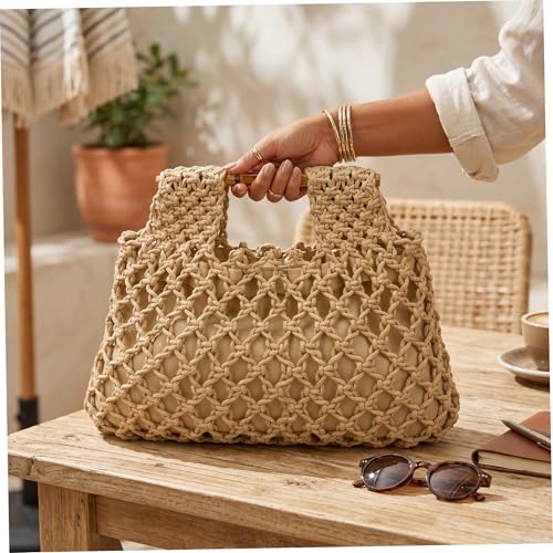 Sac à main avec poignée en bambou spacieux et robuste - 4