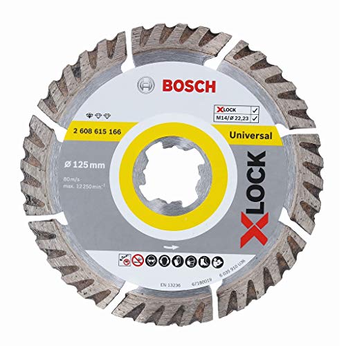 Bosch Professional Disco de diamante Estándar (X-LOCK, diámetro de 125 mm, diámetro de perforación de 22,23 mm, ancho de corte de 2 mm), Na, Ø 125 mm