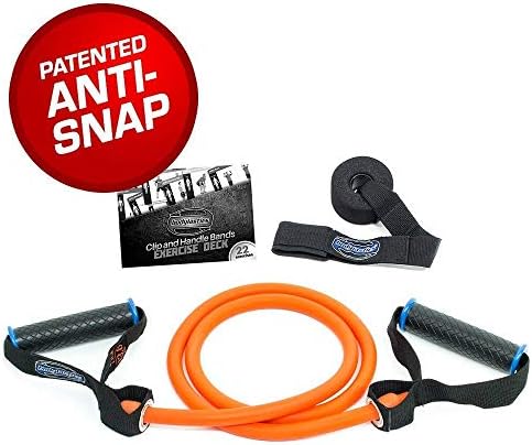 Bodylastics Anti-Snap Resistance Bands with Our Handles Attached, Featuring Solid ABS Cores, TPR Waffle Grip & Super Strong Nylon Webbing, a Door Anchor and User Book.