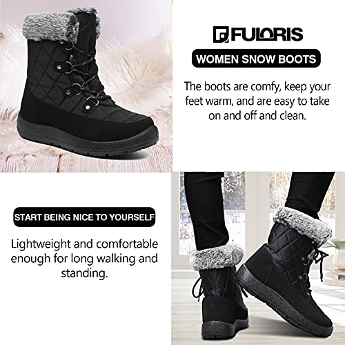 Image of Women's Winter Snow Boots Warm Insulation Outdoor Cold Weather Ankle Boot for Women Lightweight Fur Lined Non Slip Waterproof