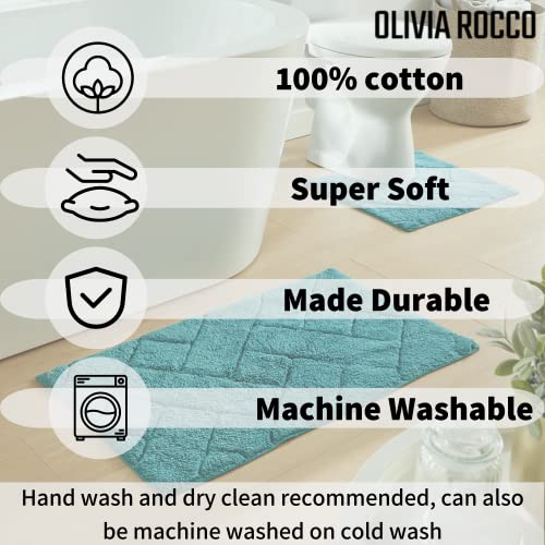 Olivia Rocco Bali 2 Piece Bath Mat Set Super Soft 100% Cotton Easy Care Plush Bath Rug + Toilet Mats Water Absorbent Pedestal Bathmat For Bathroom Toilet Shower, Teal - Cosy Home Interiors Olivia Rocco Bali 2 Piece Bath Mat Set Super Soft 100% Cotton Easy Care Plush Bath Rug + Toilet Mats Water Absorbent Pedestal Bathmat For Bathroom Toilet Shower, Teal - Image 9