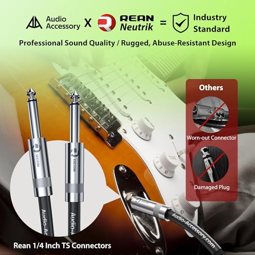image for AA AUDIO ACCESSORY Guitar Cable 10 ft 2 Pack, Nylon Braided Anti-Kinki