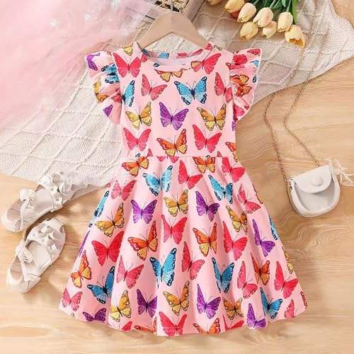 Little Girls A line Dress Cute Clothes Butterfly Pattern Girls Summer Ruffle Toddler Girl Casual Dresses2