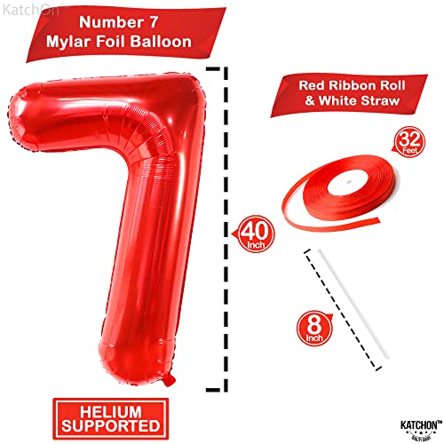 Image of KatchOn, Giant Red Number 7 Balloon - 40 Inch | 7th Birthday Balloon