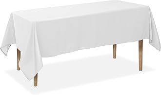 Lann's Linens 60 x 102 Inch Rectangular Tablecloth, Washable Polyester Fabric Table Cloth for Dining Tables, Parties, Restaurants, Weddings - White