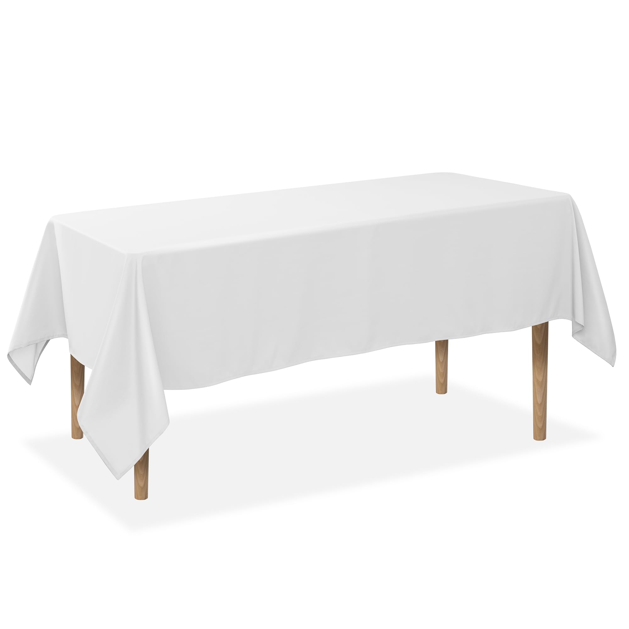 Lann's Linens 60 x 102 Inch Rectangular Tablecloth, Washable Polyester Fabric Table Cloth for Dining Tables, Parties, Restaurants, Weddings - White